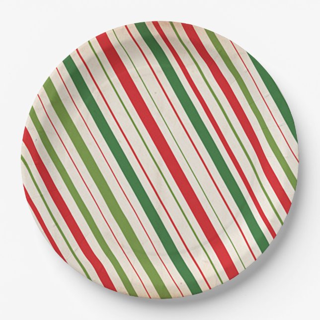 Plato De Papel Candy Cane Stripe (Anverso)