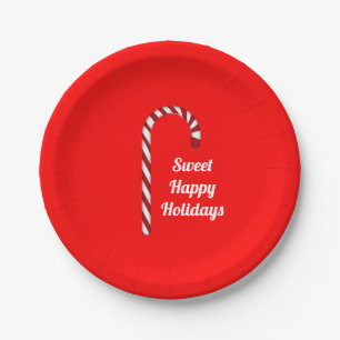 Plato De Papel Candy Cane Sweet Holidays Placas de papel