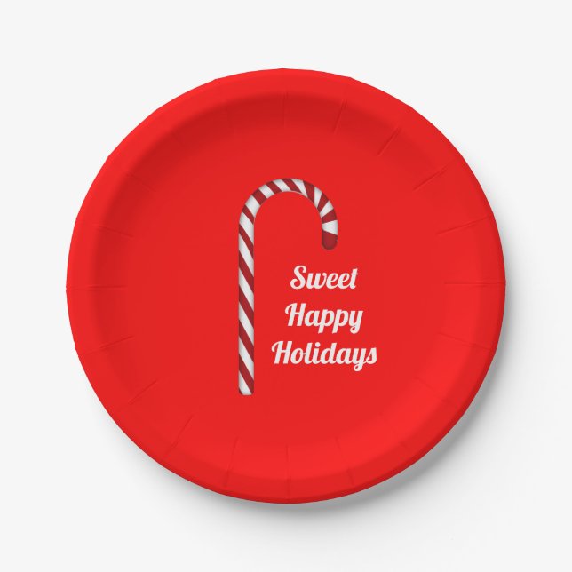 Plato De Papel Candy Cane Sweet Holidays Placas de papel (Anverso)