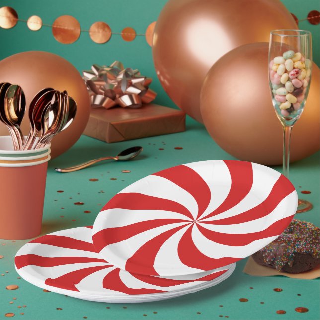 Plato De Papel Candy cane swirl (Multi)