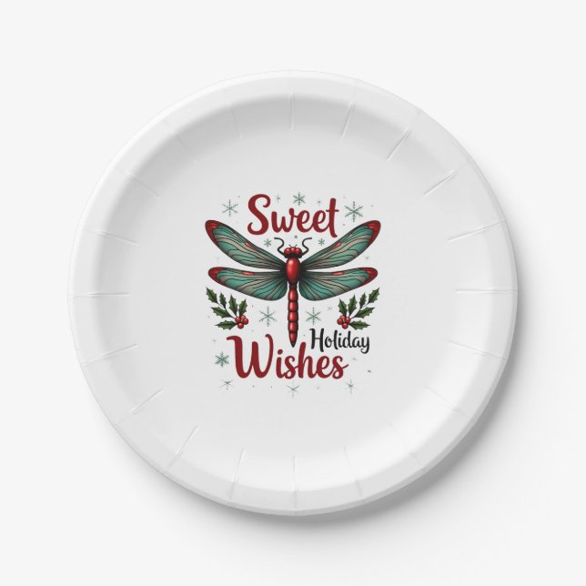 Plato De Papel Candy Cane Wings Dragonfly (Anverso)