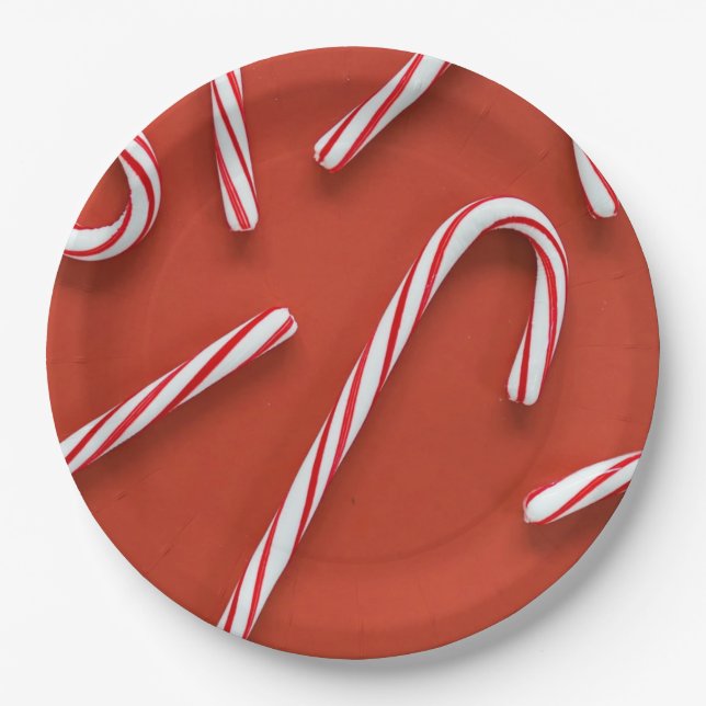 Plato De Papel Candy Canes (Anverso)