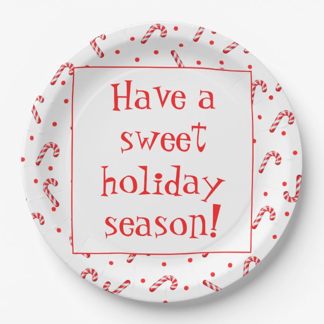 Plato De Papel Candy Canes Sweet Holiday Paper Plates (Anverso)