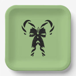 Plato De Papel Candy Canes with Pine Needles & Bow