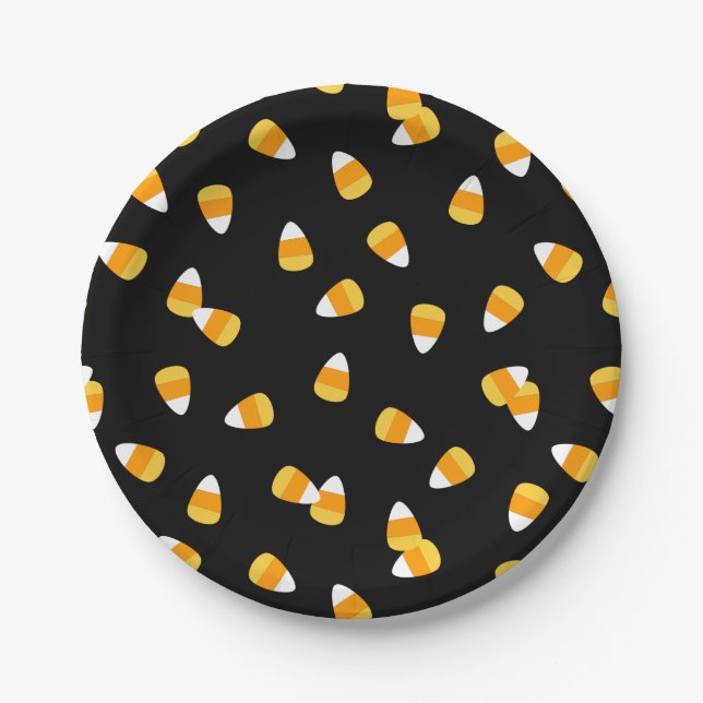Plato De Papel Candy Corn Halloween Party (Anverso)