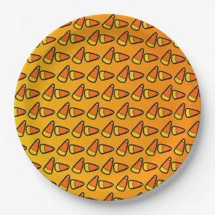 Plato De Papel Candy Corn Halloween Party