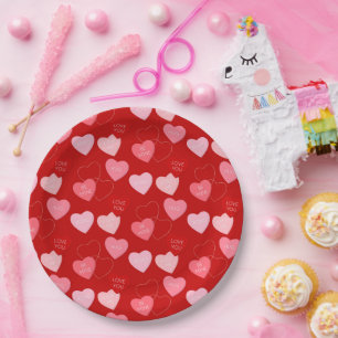 Plato De Papel Candy Heart Cascade
