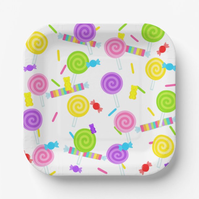 Plato De Papel Candy Lollipop Sweet Celebration (Anverso)