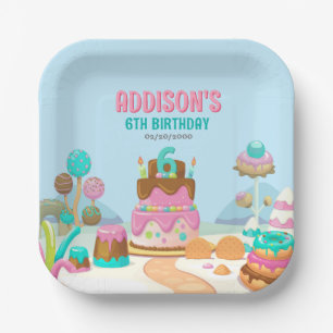 Plato De Papel Candy Sweet Chica Candyland Cumpleaños