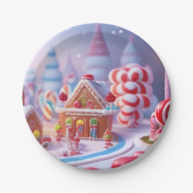 Plato De Papel Candyland/Fantasy Town/Candy/Placa de papel (Anverso)