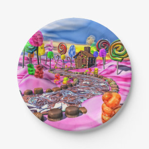 Plato De Papel Candyland rosado -