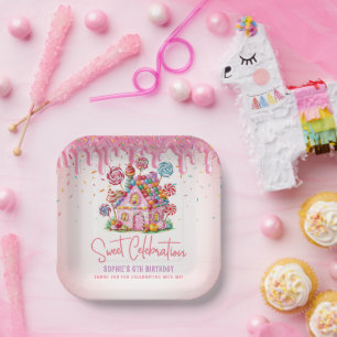 Plato De Papel Candyland Sweet Celebration Fiesta de cumpleaños