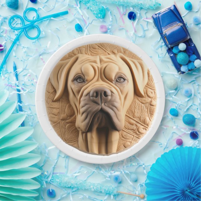 Plato De Papel Cane Corso 3D Inspirado (Fiesta)