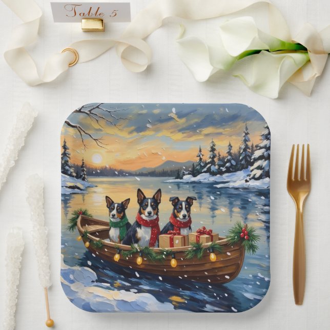 Plato De Papel Cane Corso Christmas Boat Holiday (Boda)
