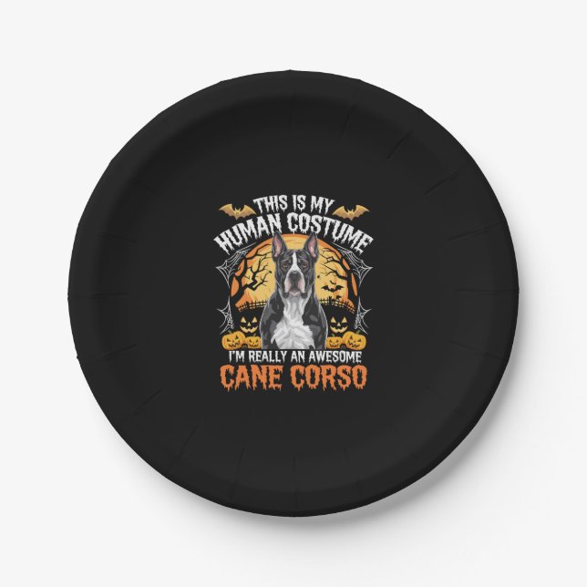 Plato De Papel Cane Corso Dog Awesome Costume Halloween (Anverso)