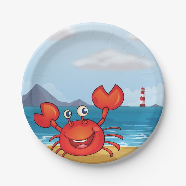 Plato De Papel Cangrejo A Orillas Del Mar (Anverso)