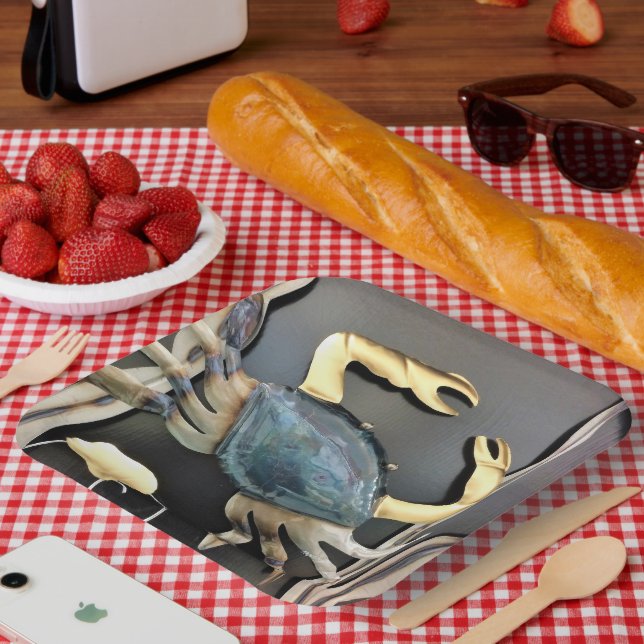 Plato De Papel Cangrejo azul de arte Metalizado (Picnic)