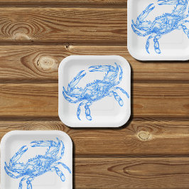 Plato De Papel Cangrejo azul vintage