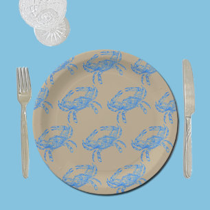 Plato De Papel Cangrejo azul vintage
