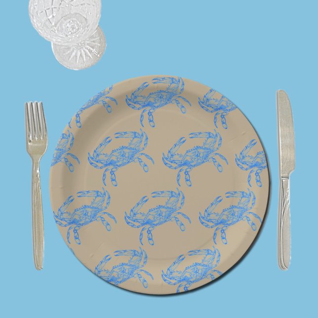 Plato De Papel Cangrejo azul vintage (Subido por el creador)