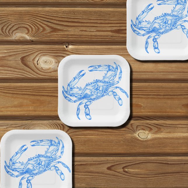 Plato De Papel Cangrejo azul vintage (Subido por el creador)