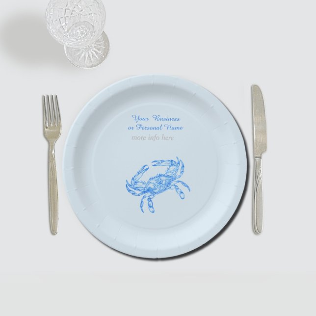Plato De Papel Cangrejo azul vintage personalizado (Subido por el creador)