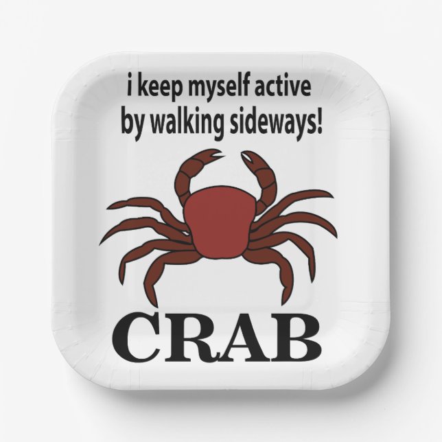 Plato De Papel Cangrejo Me Mantengo Activo Caminando Al Lado Del  (Anverso)