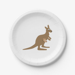Plato De Papel Canguro y Joey lindos