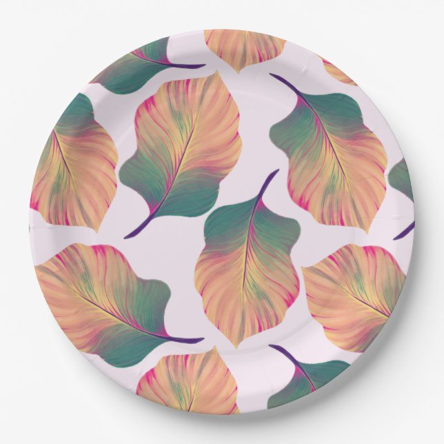 Plato De Papel Canna Tropicanna sale de Pastel (Anverso)