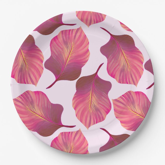 Plato De Papel Canna Tropicanna sale de rosa (Anverso)