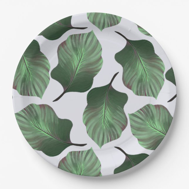 Plato De Papel Canna Tropicanna Tropical Leaves, Verde (Anverso)