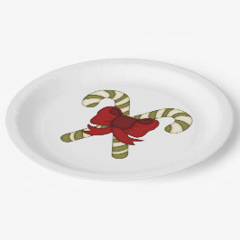 Plato De Papel Cañones de golosinas rayadas con arco rojo