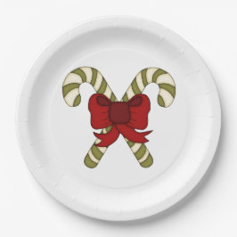 Plato De Papel Cañones de golosinas rayadas con arco rojo