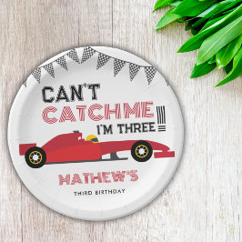 Plato De Papel Can't Catch Me I'm Three Red Race Car 3 Birthday 