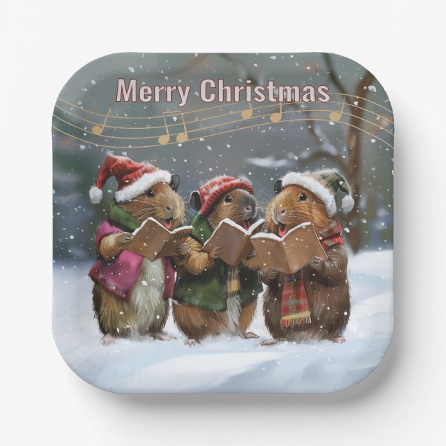 Plato De Papel Cantantes de Pig Carol de Guinea (Anverso)