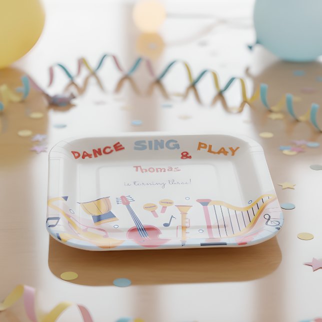 Plato De Papel Cantar danza y jugar a los niños cumpleaños (Subido por el creador)