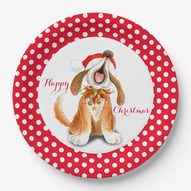 Plato De Papel Canto Navidades felices placa de papel fiesta (Anverso)