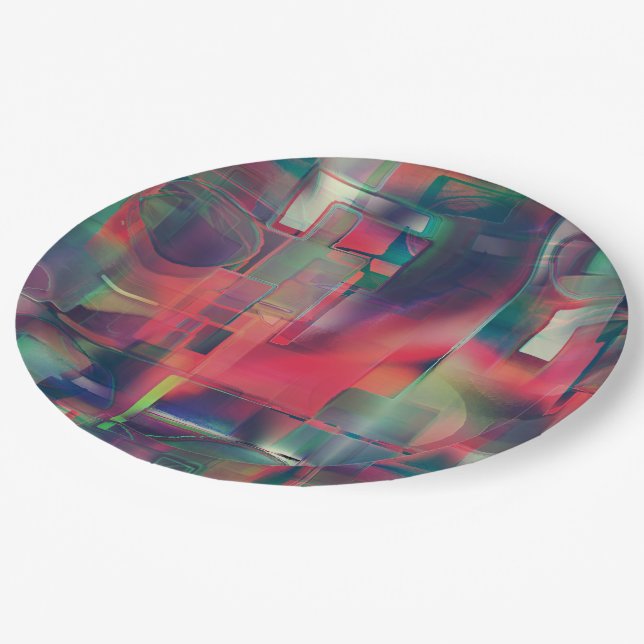 Plato De Papel capas de imágenes verdes y rojas y un ligero tono  (Angular)