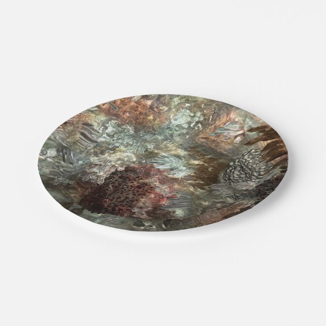 Plato De Papel Capas Silenciadas de Cristales Marrones (Angular)