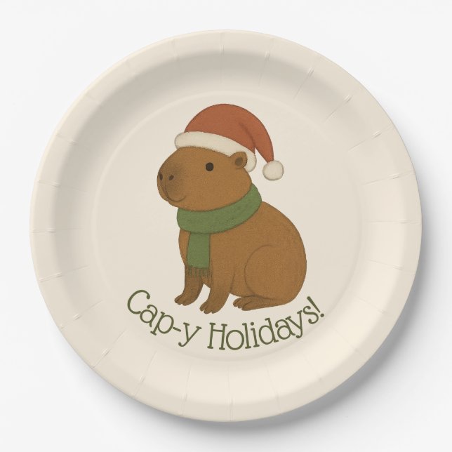 Plato De Papel Capibara en Navidades (Anverso)