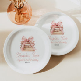 Plato De Papel Capítulo Dos Lazos Rosados Libros Fiesta de Cumple