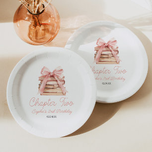 Plato De Papel Capítulo Dos Lazos Rosados Libros Fiesta de Cumple