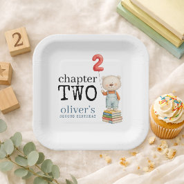 Plato De Papel Capítulo Dos Libros de Osito de Peluche Niño Cumpl