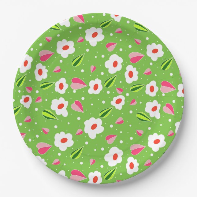 Plato De Papel Capricho de pradera primaveral (Anverso)