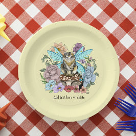Plato De Papel Caprichosa gata hada atigrada pastel Floral Fantas