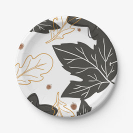 Plato De Papel Caprichosas Elegantes Hojas de Otoño Bellotas