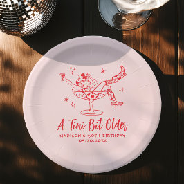 Plato De Papel Caprichoso Un Poco Más Viejo Cumpleaños Rosa y Roj