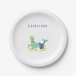 Plato De Papel Capricorn rosa, zodiaco, estampado de estrellas