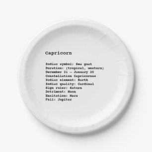 Plato De Papel Capricornio Rótulo Zodiaco Astrología Nacimiento