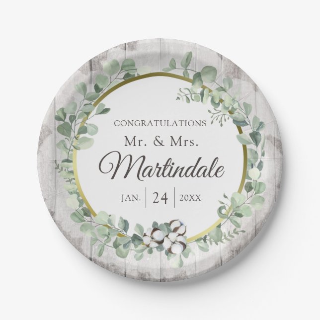 Plato De Papel Cápsula Botánica de Algodón Rústico de País del Su (Anverso)